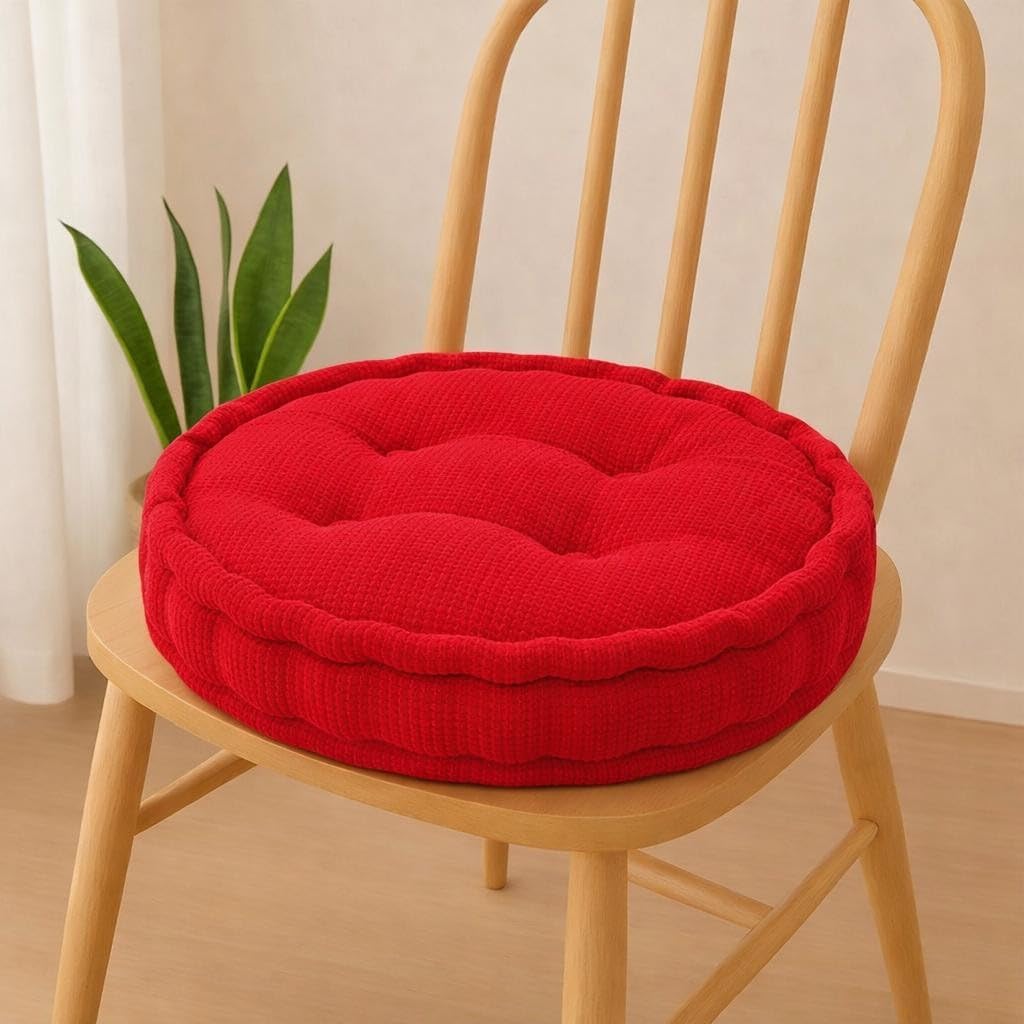 Artistic Fashionista Limited Fleece ROUND Armchair Booster Cushion Booster Seat Pad Dining Chair Thick Firm Cushion, Ideal for Home, Office, Garden, Pregnancy, Maternity, Elderly, Post Surgery (Red)