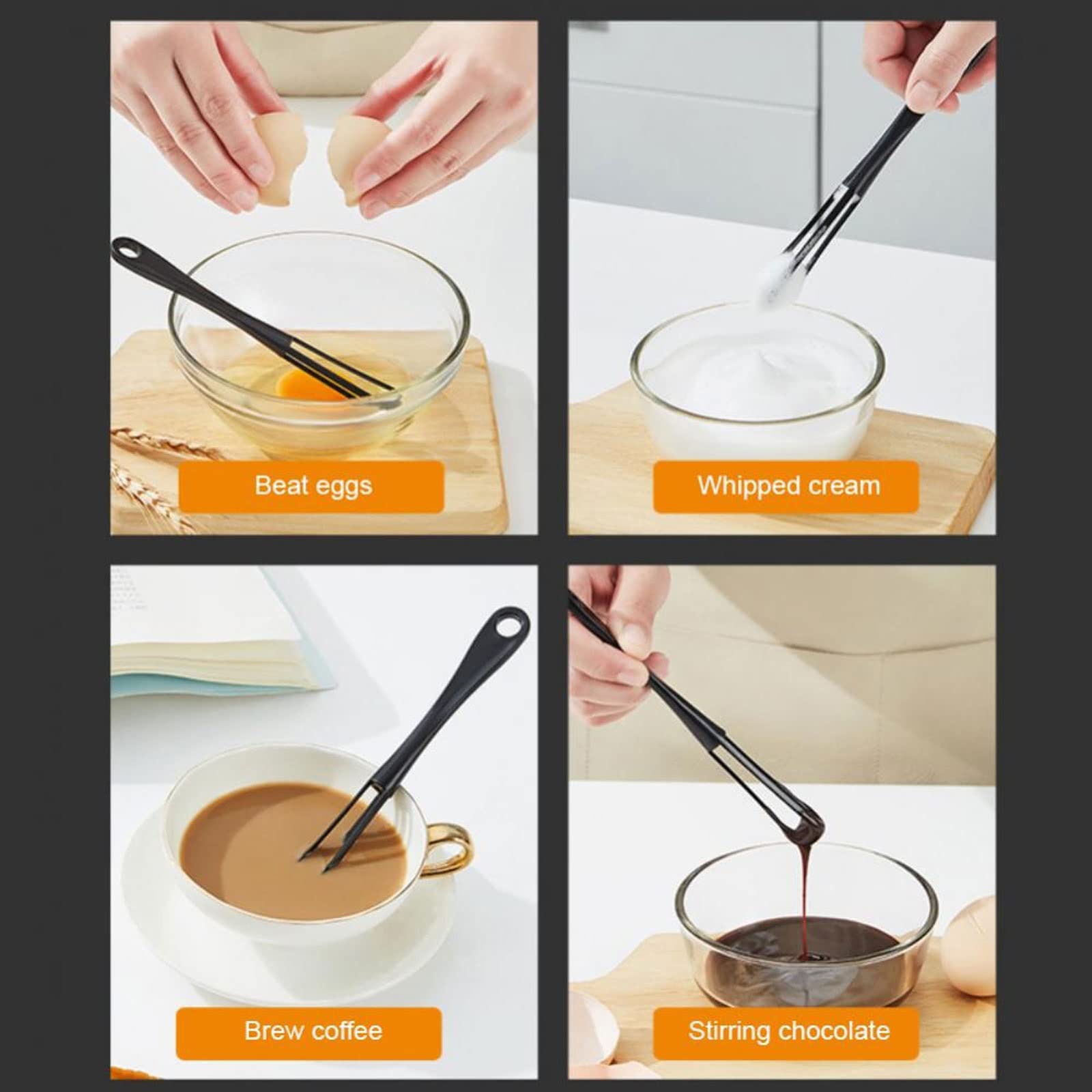 Batidor de huevos reutilizable, mini cuchara batidora de huevos con mango ligero, batidor manual de huevos de mano, batidor de huevos de crema, utensilio de cocina