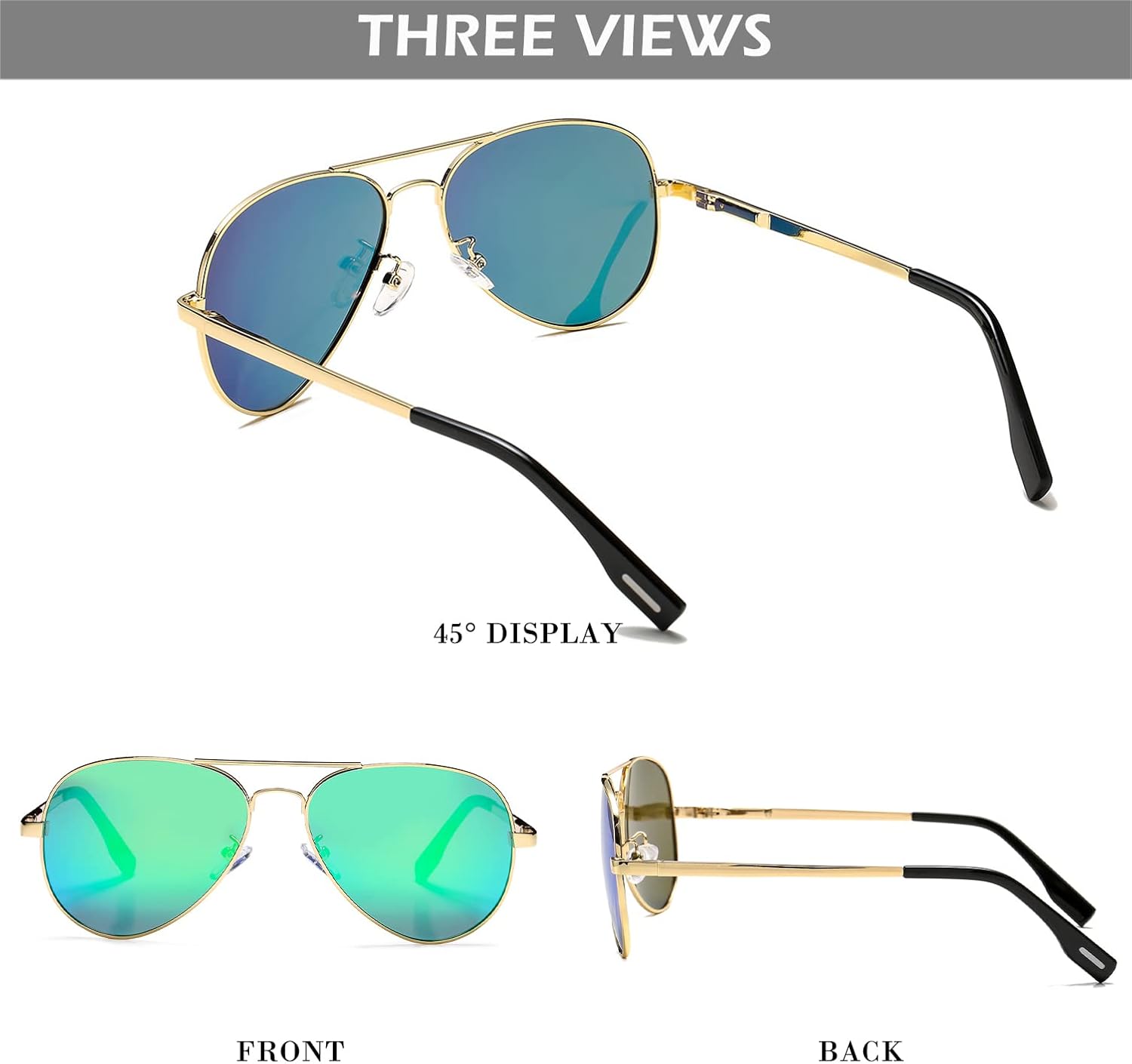 Miniatura 3 de HJSTES Gafas de sol polarizadas de aviador para niñas y niños, gafas clásicas para jóvenes, lentes de protección UV400, 2.047in