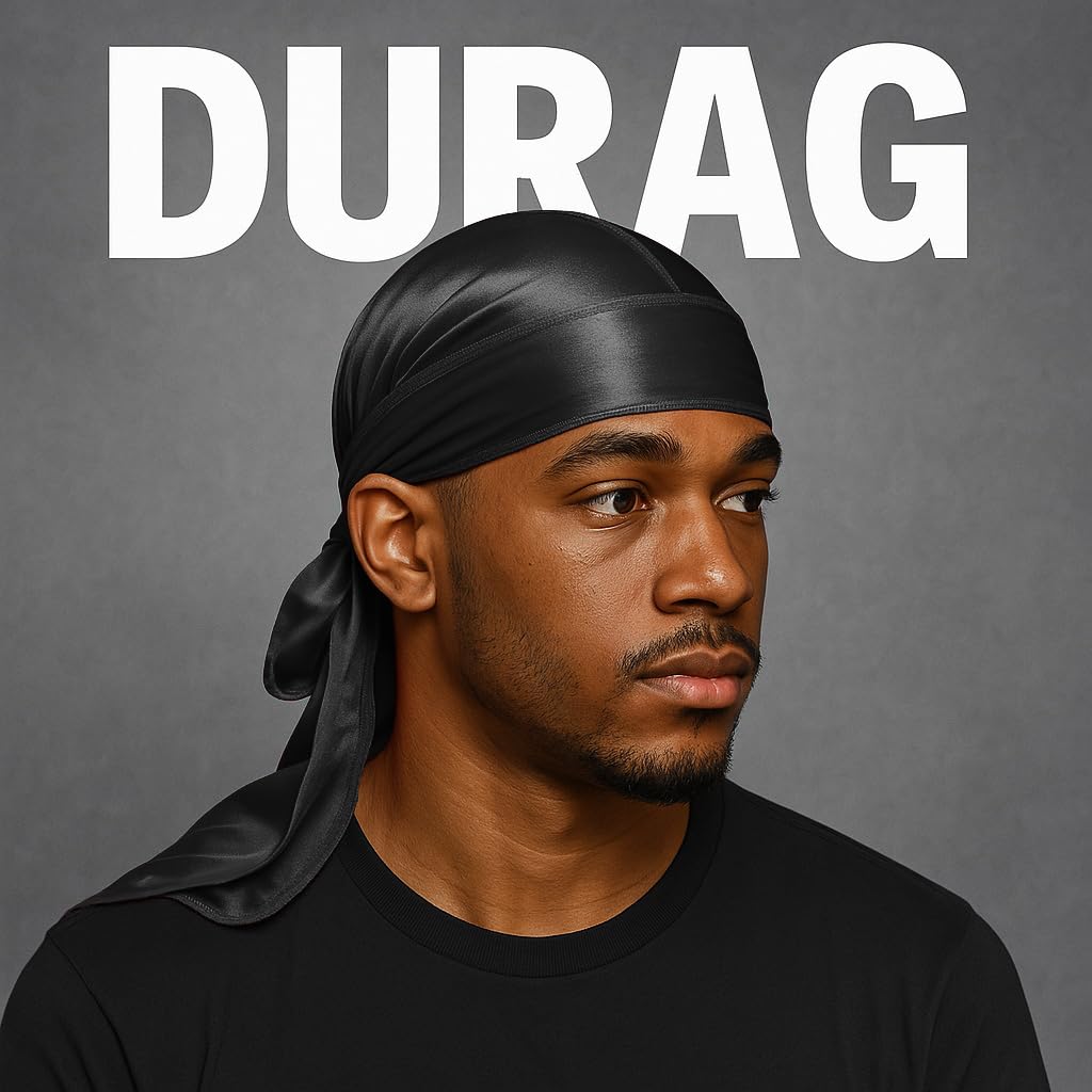 Amazon.com: 2PCS Silky Durag Pack for Men Waves, Satin Doo Rag for