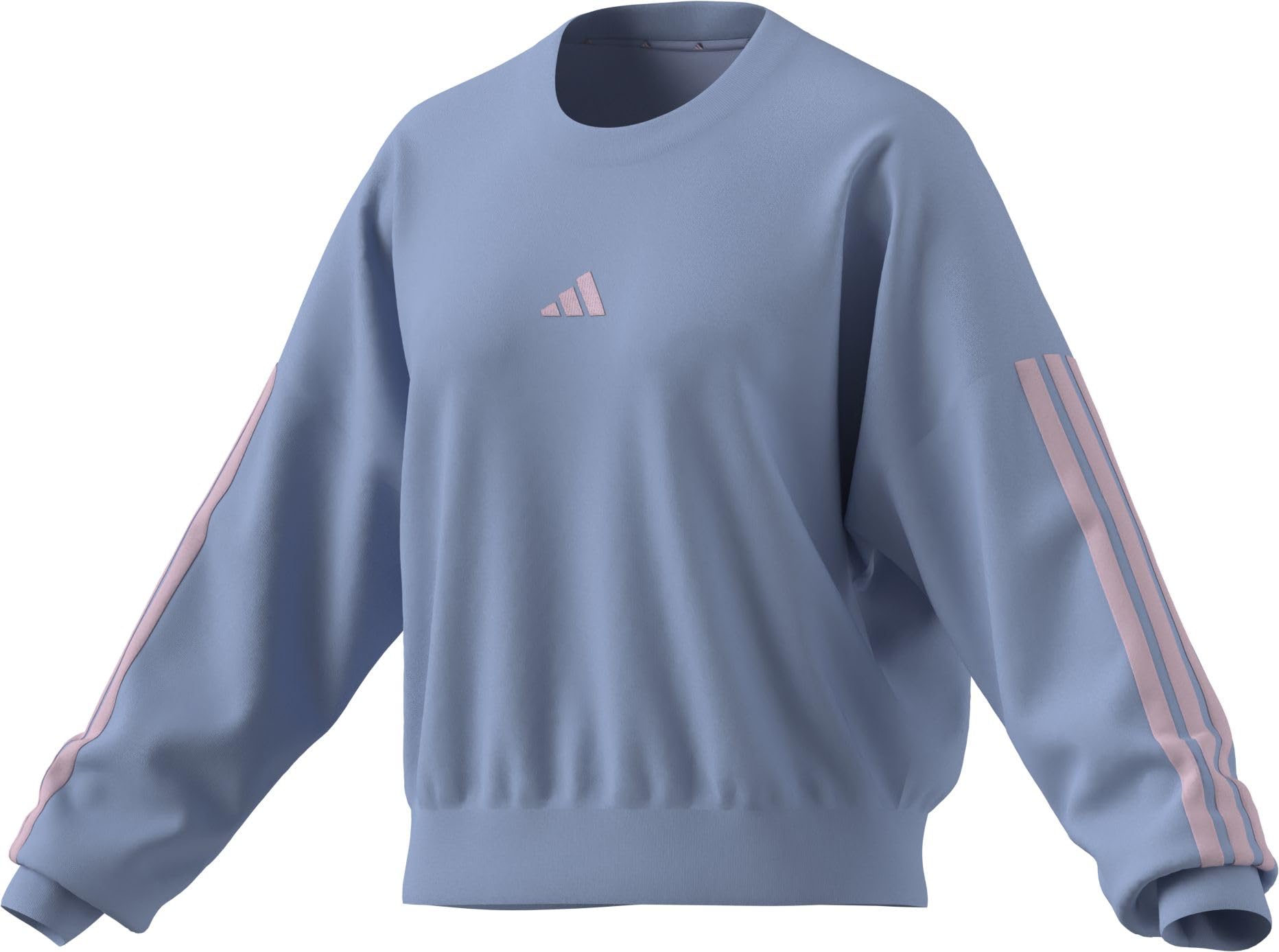 adidas dames ESSENTIALS 3-STRIPES FRENCH TERRY SWEATSHIRT, glow blue/clear pink, XXL