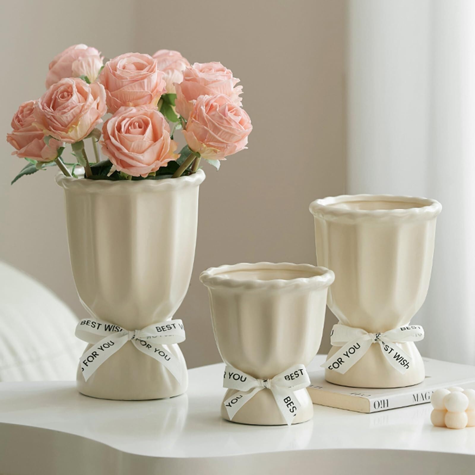 Vasi per fiori Vaso liscio Semplici ornamenti domestici for rose, tulipani, gigli, design lucido Centrotavola