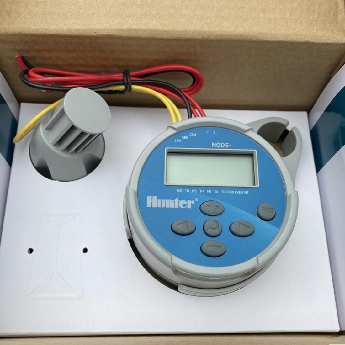 GNCGarden Controlador Sistema de Riego Hunter Node 400 4 Estacion Baterias 9V | Programador Autónomo Inalámbrico para 4 estación | Programación Fácil y Sin Cables Adicionales
