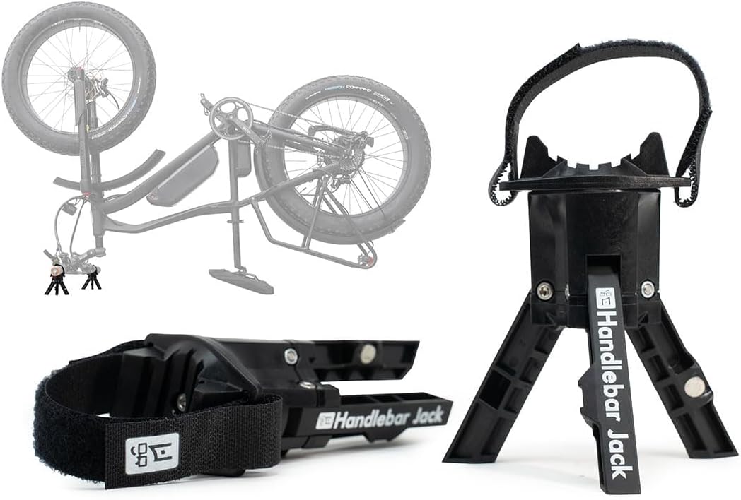 The Original Handlebar Jack Portable Repair Stand V3 for eBikes, Complete Bundle with Repair Stand, Reflective Stickers & Tool Pack | Compatible with all Electric Bikes | Set of 2 Jacks