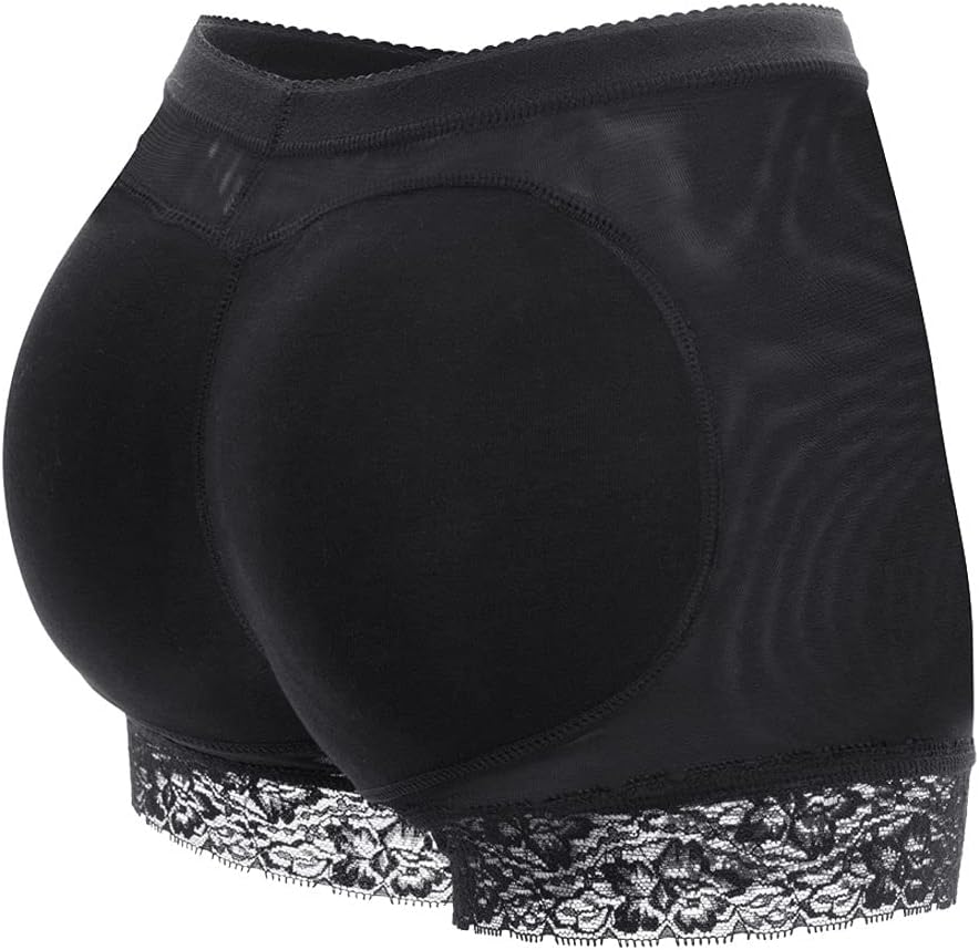 JokerziWomen Hips And Butt Lifter - Women Body Shaper Butt Lifter Hip Enhancer Pads Underwear Shapewear Lace Padded Control Panties Shaper Booty Fake Pad Briefs,Black,L