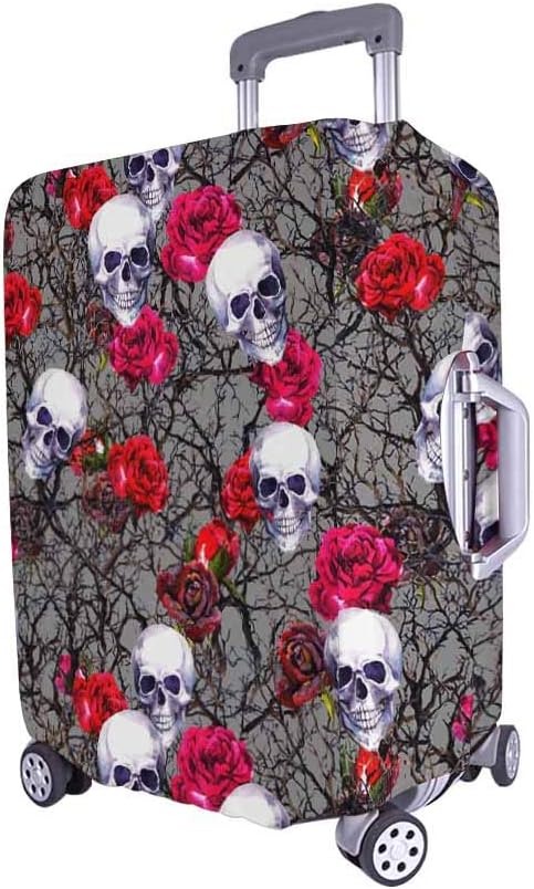 review InterestPrint Halloween Skulls Rose Flowers Travel Luggage Protector Baggage Suitcase Cover Fits 18