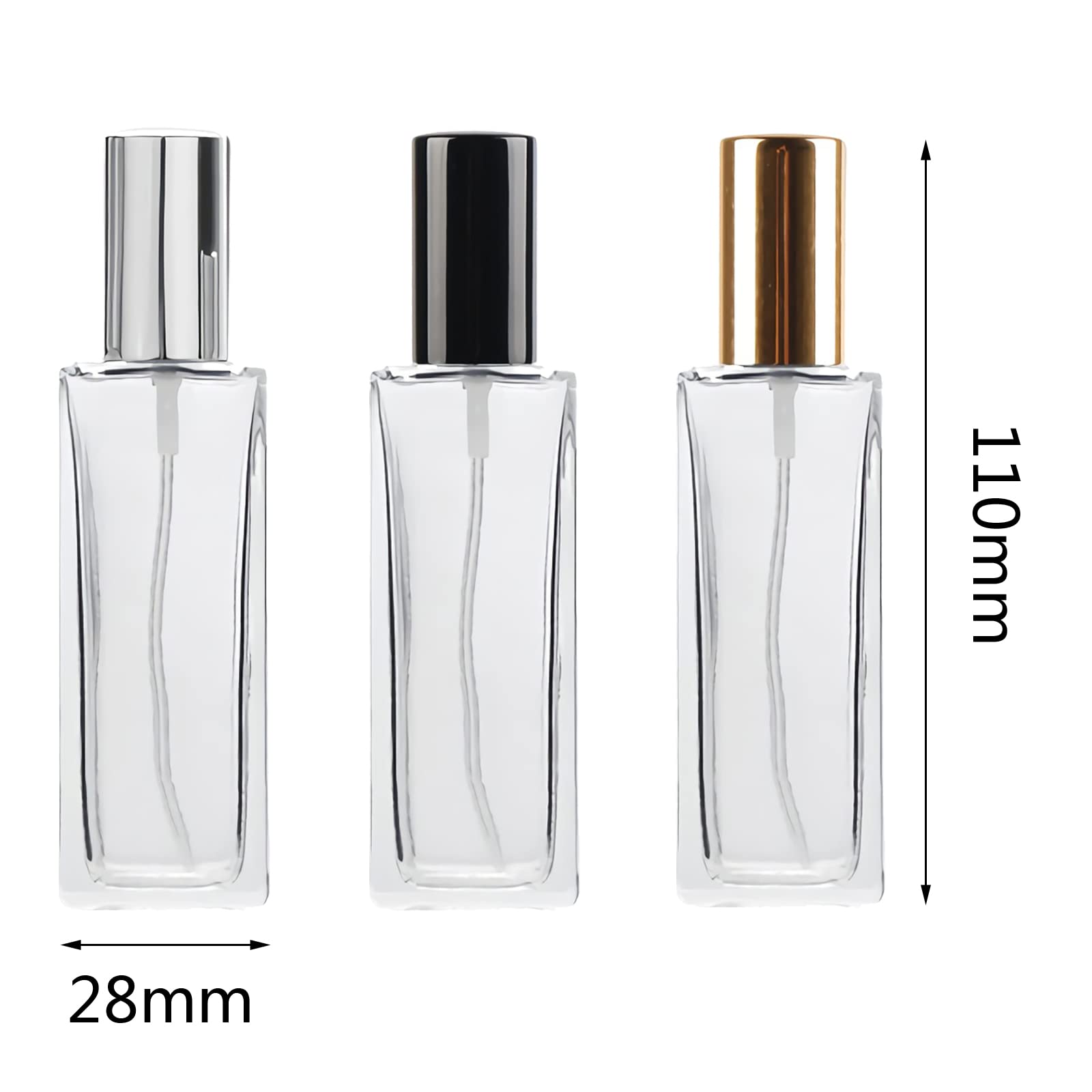 12 Stück Leer 30 ml Transparent Quadrat Dickes Glas Parfüm Zerstäuber mit Gold Deckeln, Portable Klarglas Nachfüllbar Parfümzerstäuber Sprühflasche, Parfümflasche Reisen