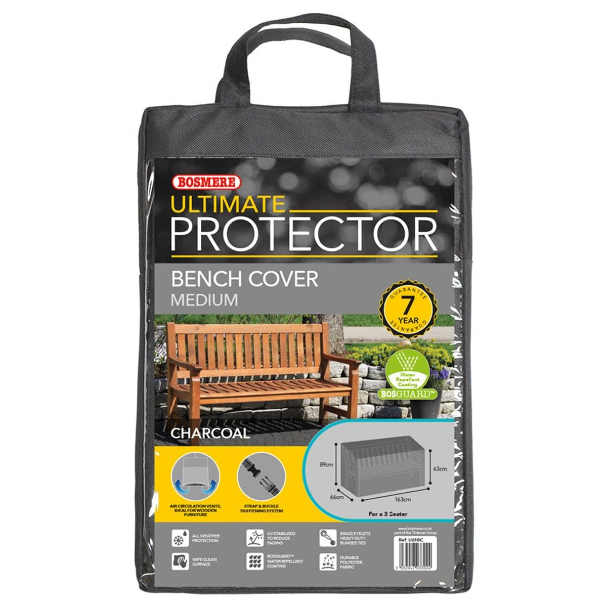 Bosmere Ultimate Protector Bench Seat Cover 3 Seat Charcoal U610C