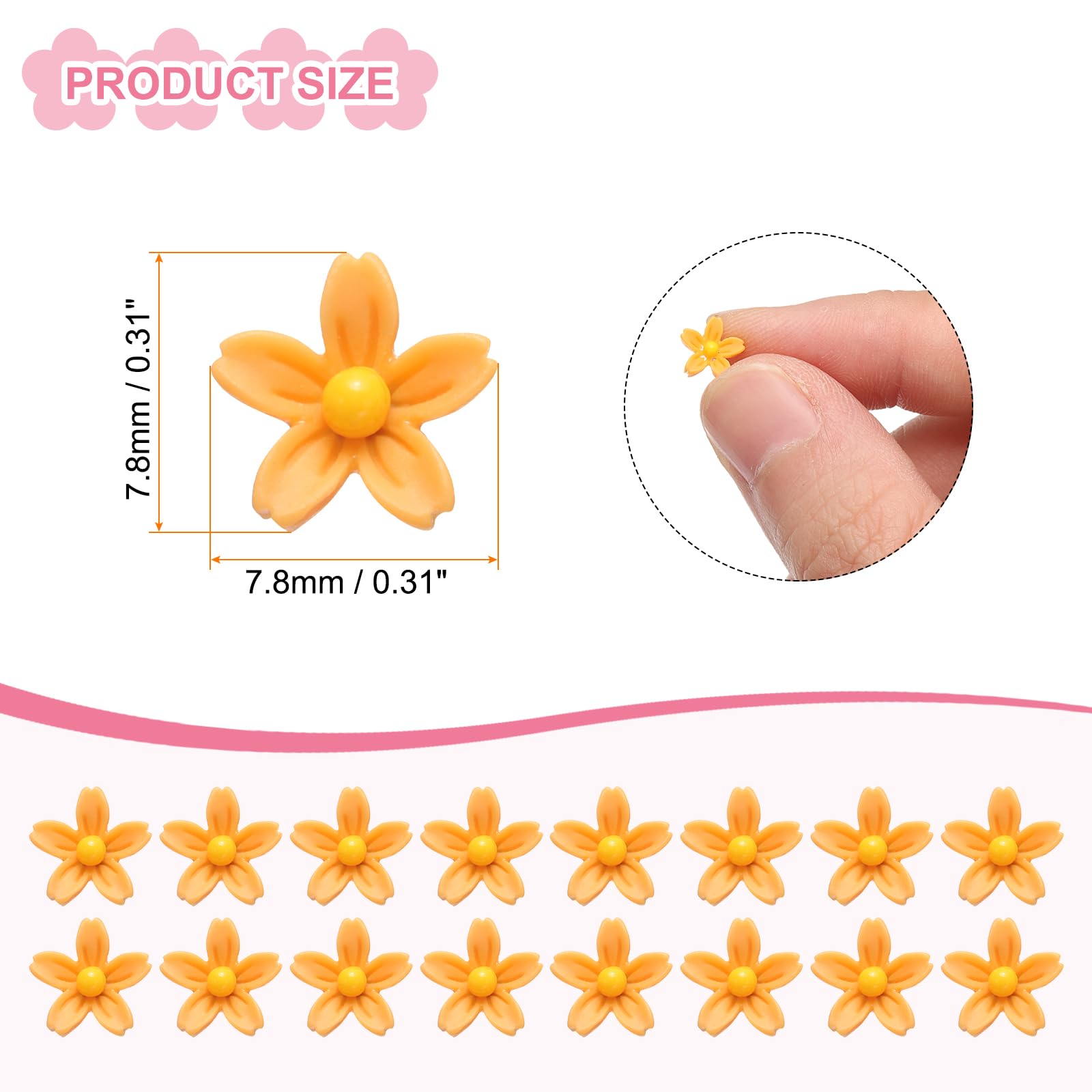 CoCud Mini Resin Flower, 0.31" Diameter, Miniature Tiny Flowers Dollhouse Yellow - Image 2