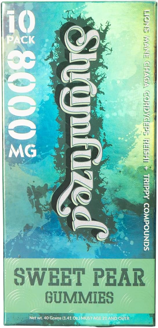 Shrumfuzed Proprietary Nootropic Gummy 8000mg - Lion's Mane, Reishi, Chaga, and Cordycep Nootropic Mushroom Blend (10, Sweet Pear)