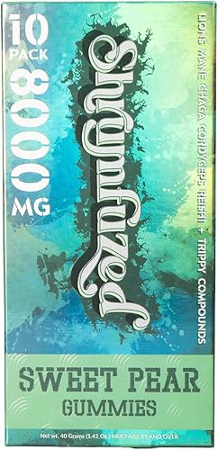 Miniatura 5 de Gomitas nootrópicas patentadas de 8000 mg - Mezcla de hongos nootrópicos de melena de león, reishi, chaga y cordycep (10, pera dulce)