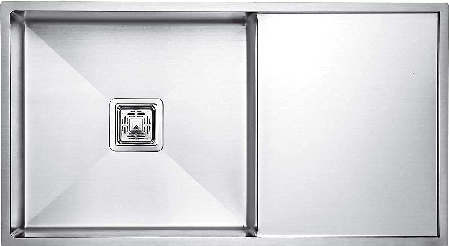 CROCODILE® 304 GRADE Stainless Steel Single Bowl Kitchen Sink with Drainboard (Steel Grey, 45"x20"x10" Single Bowl with Drainboard)-image-30