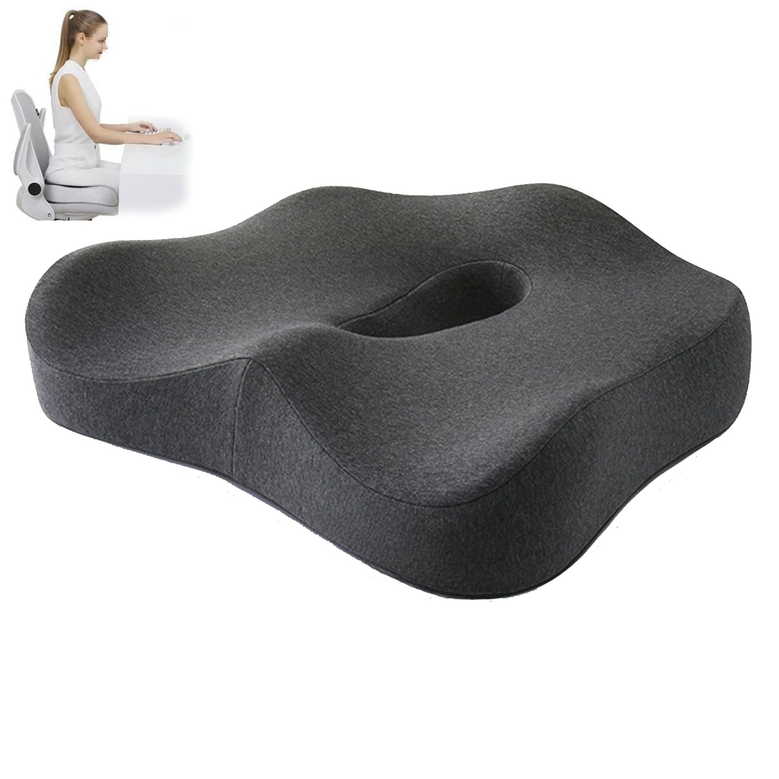 Cuscino per seduta in memory foam, ergonomico per alleviare la pressione per un comfort sano, ideale per lunghe ore seduti in ufficio o a casa