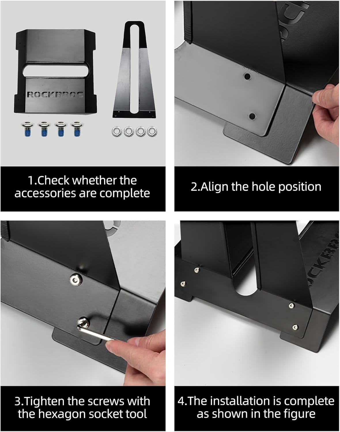 Four-step assembly guide for the ROCKBROS bike stand