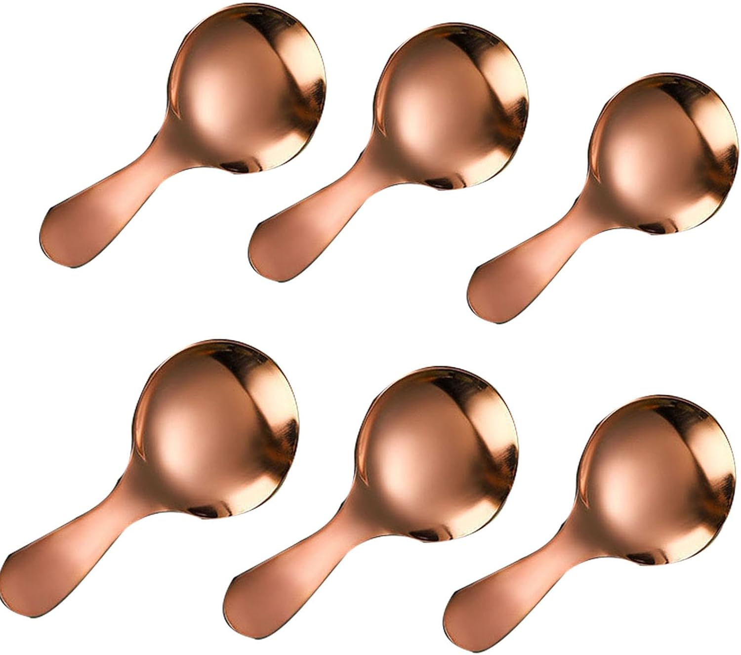 6 Pcs Stainless Steel Mini Spoon Short Handle Small Round Suitable For Dessert, Tea, Coffee, Cake, Sugar, Ice Cream Coffee Tea Spoon. (Silver A)