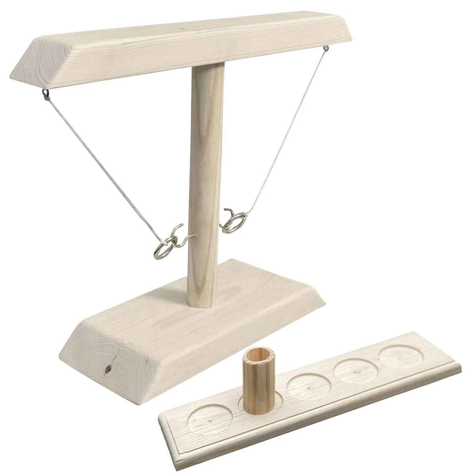 AmadonRing Toss Game for Adults Head to Head Hook Game Ring Toss Outdoor Games Toss Hook and Ring Game Wooden Play Circle Fun Office Hook and Ring Toss Game,Primary color