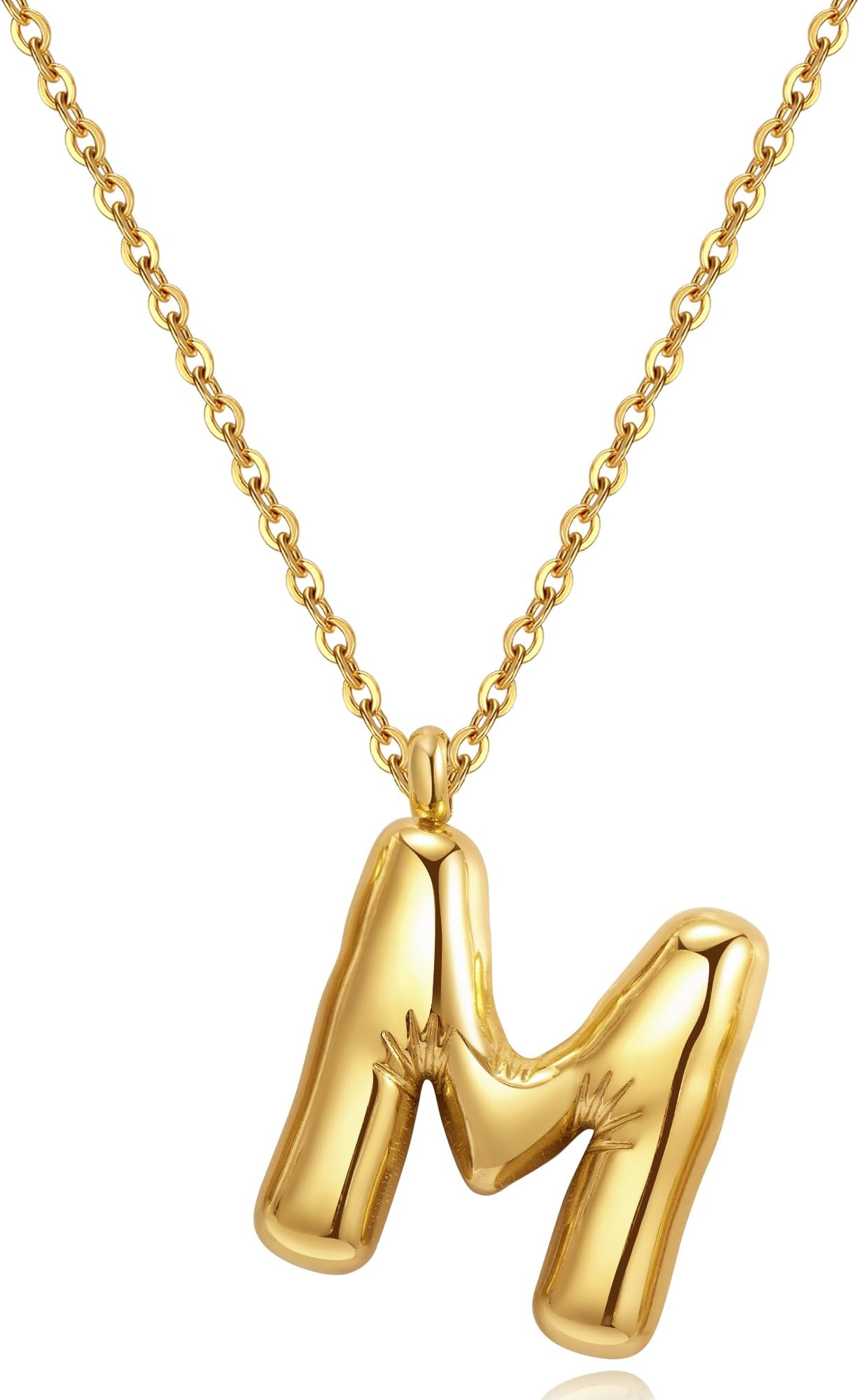 Initial Necklaces for Women, Dainty Gold Necklace with Bubble Letter, Stainless Steel Necklace with 18k Gold Plated, Jewelry Gifts for Women, Valentine’s Day