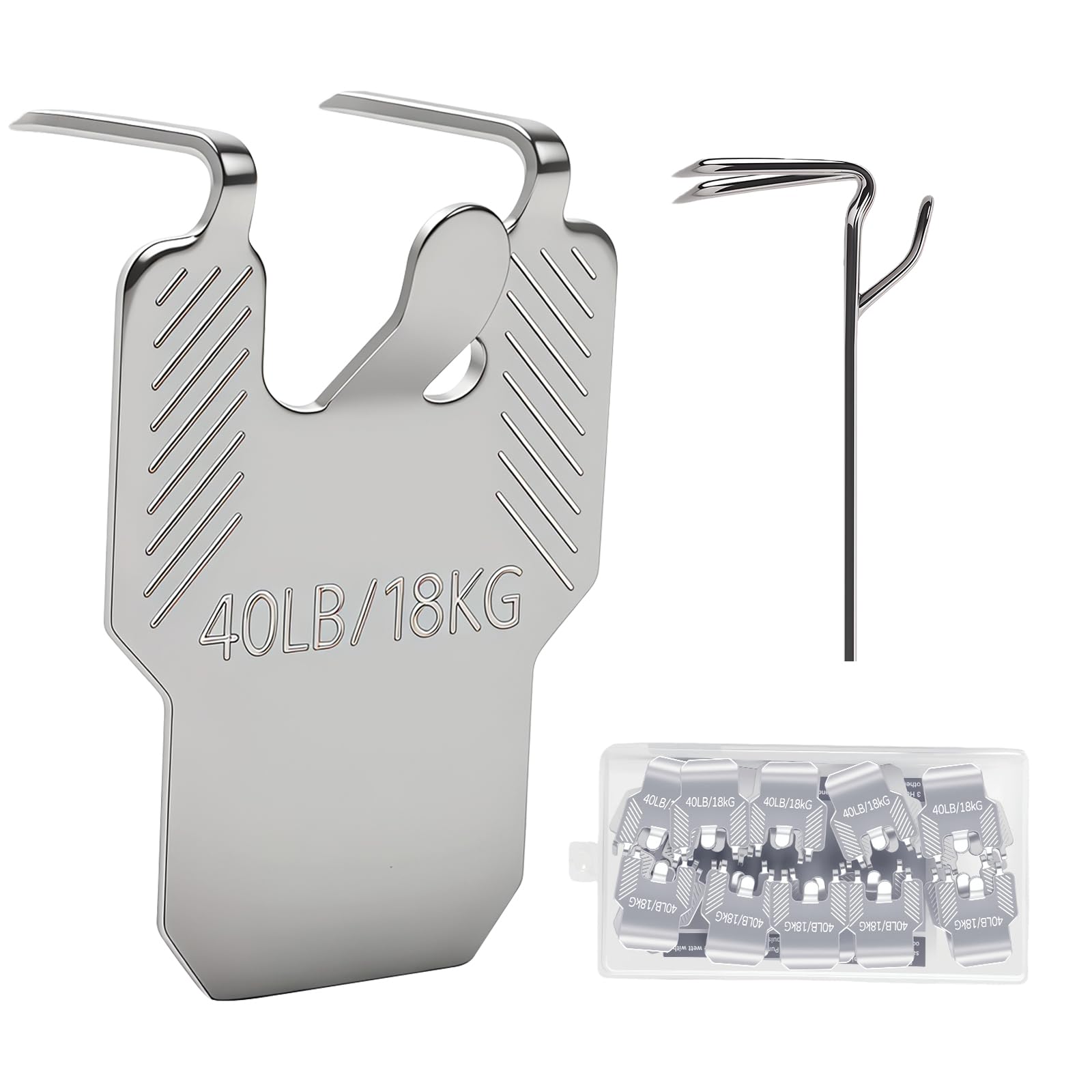 Fsaiyij Silver 20Pcs Claw Picture Hanger Hooks Heavy Duty Picture Hanging Kit Hold Up To 40Lb No Damage Plasterboard Picture Hooks For Painting, Mirror, Photo Frame