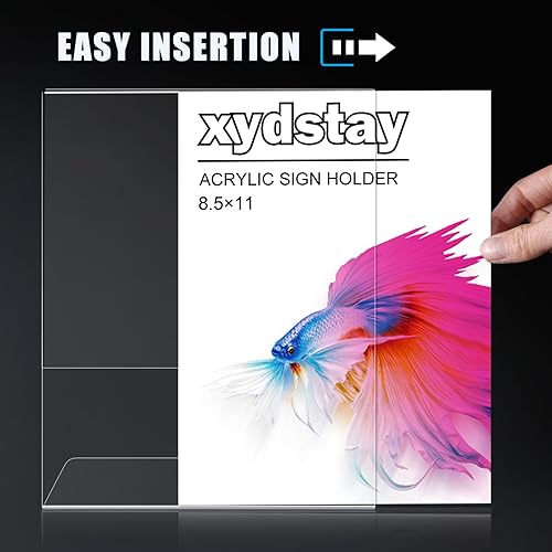Miniatura 3 de Paquete de 3 soportes acrílicos de 8.5 x 11 pulgadas para marcos de fotos, plástico transparente en forma de L, soporte de letrero de plástico,