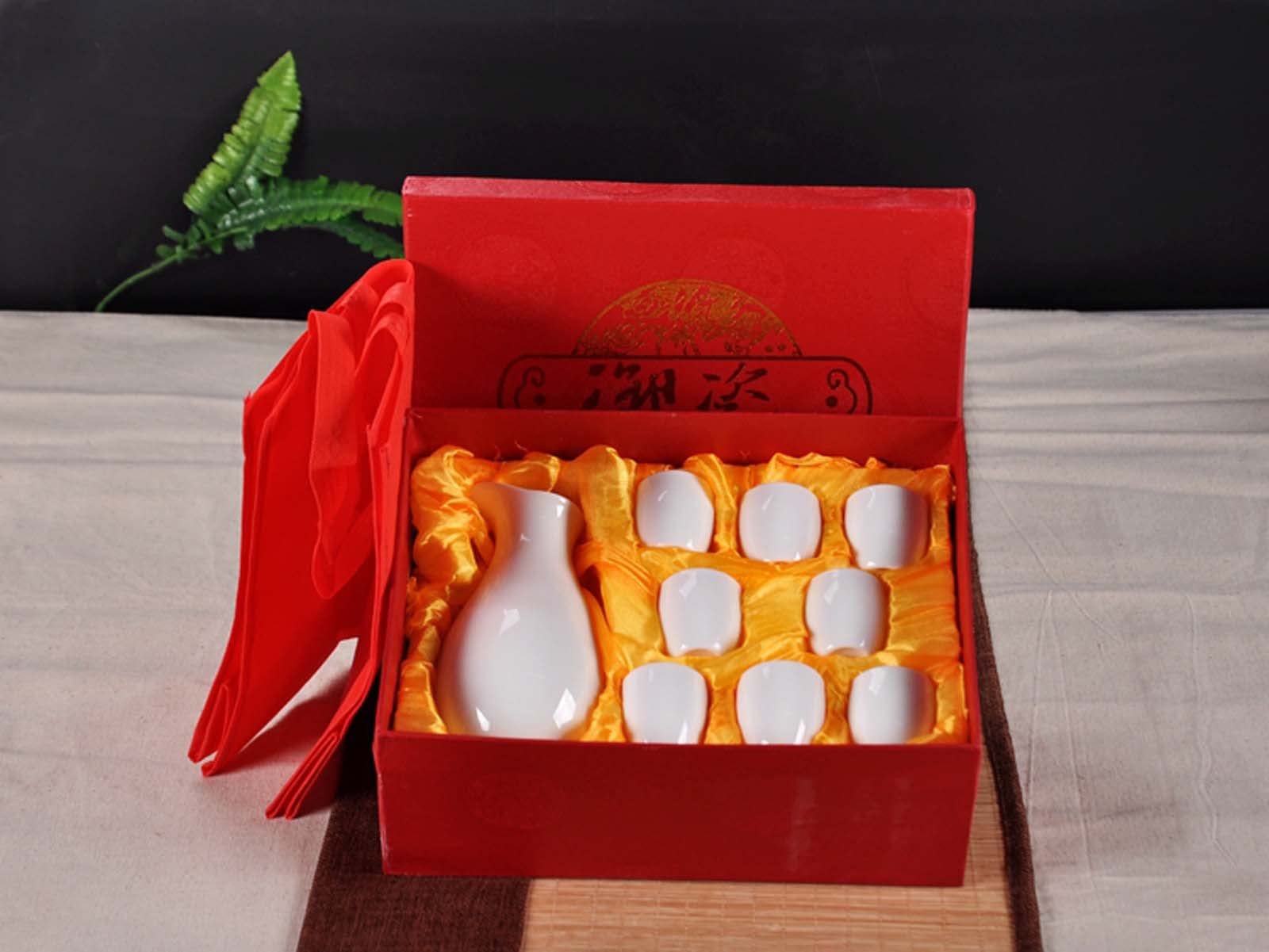 ZEALMAX Set di 9 bicchieri da sake in stile giapponese e brocche per amare vino e tè, C