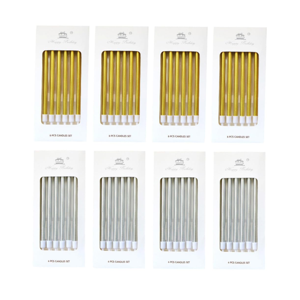 HOLIDYOYO 48pcs Cupcake Candles Long Thin Candles Birthday Candles DIY Ornaments Metallic Candles