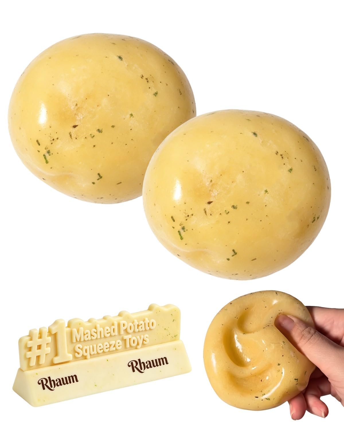 Crunchy Potato Squishy ASMR Bead Filled Realistic Food Stress Ball Squeeze Moldable Slushy Asmr Realistic Taba Handmade Non Rebound Sticky Silicone Dessert Adults Party Favor (Potato, 2PCS)
