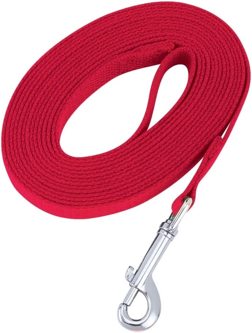 Poly Cotton Web Dog Training Leads 5/8" Wide Red or Black Choose from 4 Lengths (Red - 50 feet)