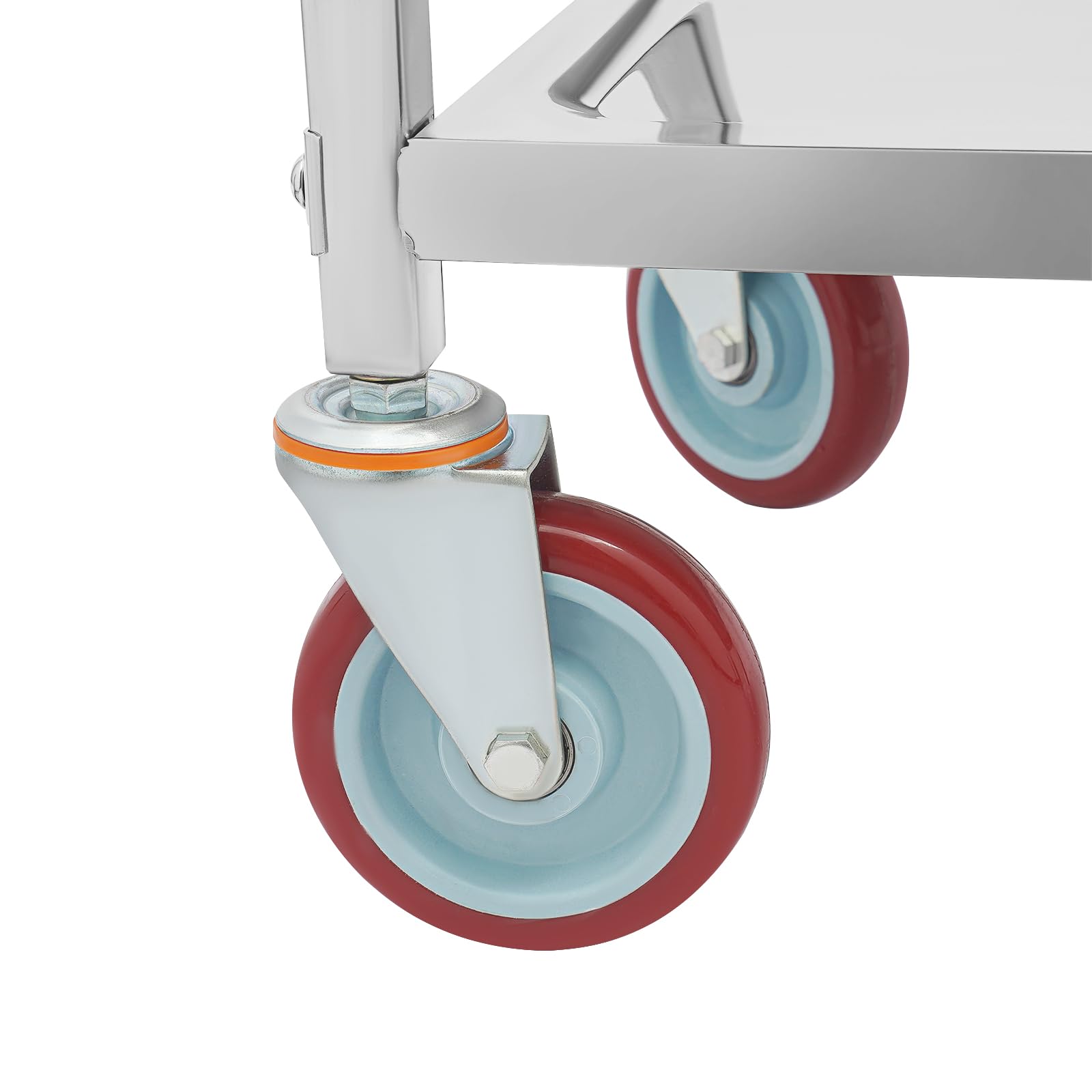 OUKANING Carro de cocina de acero inoxidable con 3 estantes, carro de servicio de alta capacidad de carga y ruedas silenciosas, isla de cocina móvil y estante de cocina para microondas, cocina