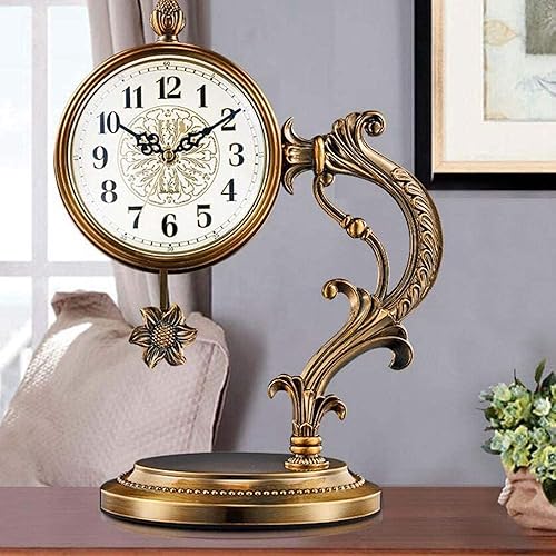 Miniatura 4 de Reloj de péndulo chapado en cobre para sala de estar, escritorio de estudio, reloj de mesa, funciona con repisa, chimenea, oficina, escritorio