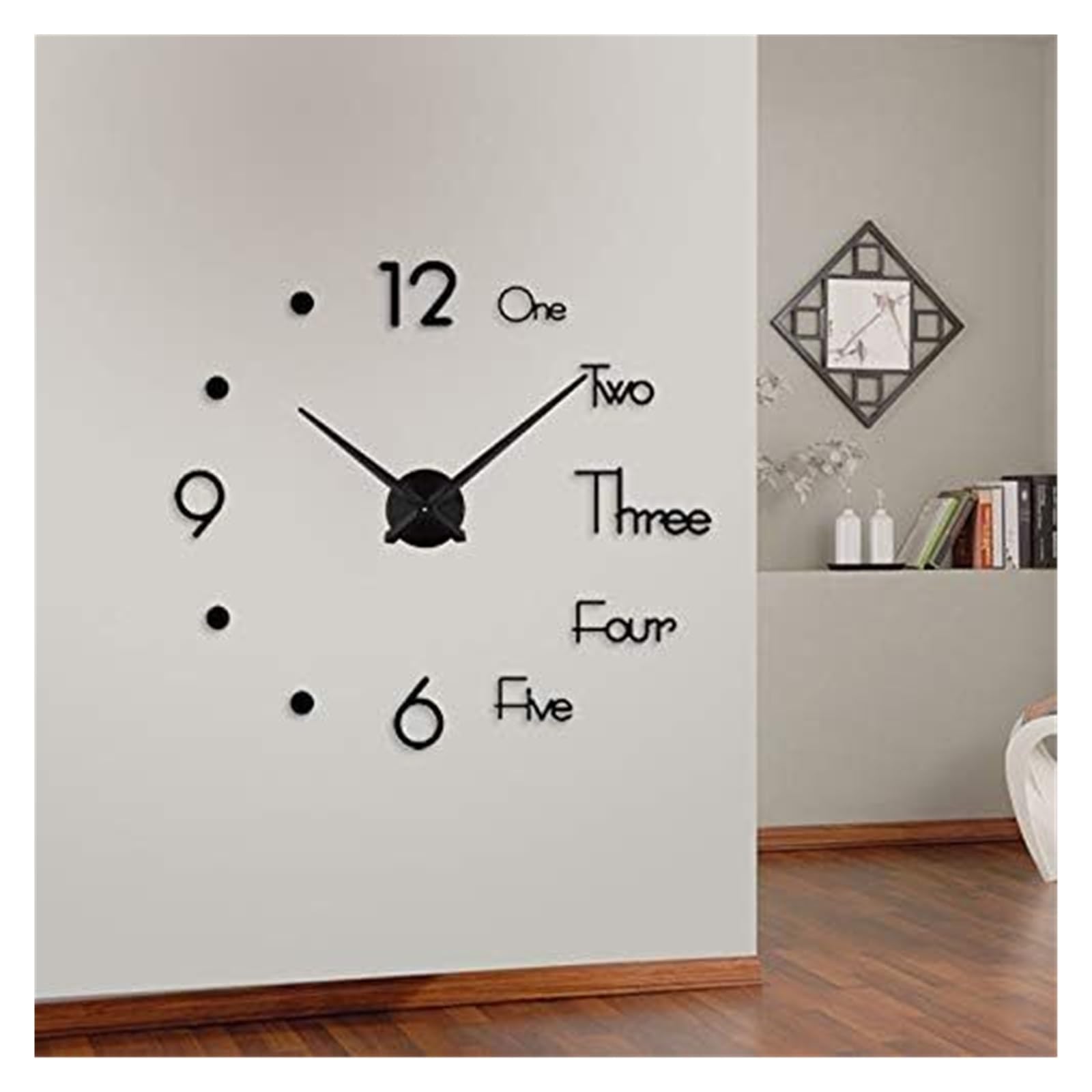 Zegar ścienny, bezramkowy, wyciszający, naklejki na lustro, zegar kwarcowy, duży zegar ścienny, nowoczesny design, cichy, wystrój domu, salon, akrylowe, lustrzane zegary ścienne(Black,47 inch)