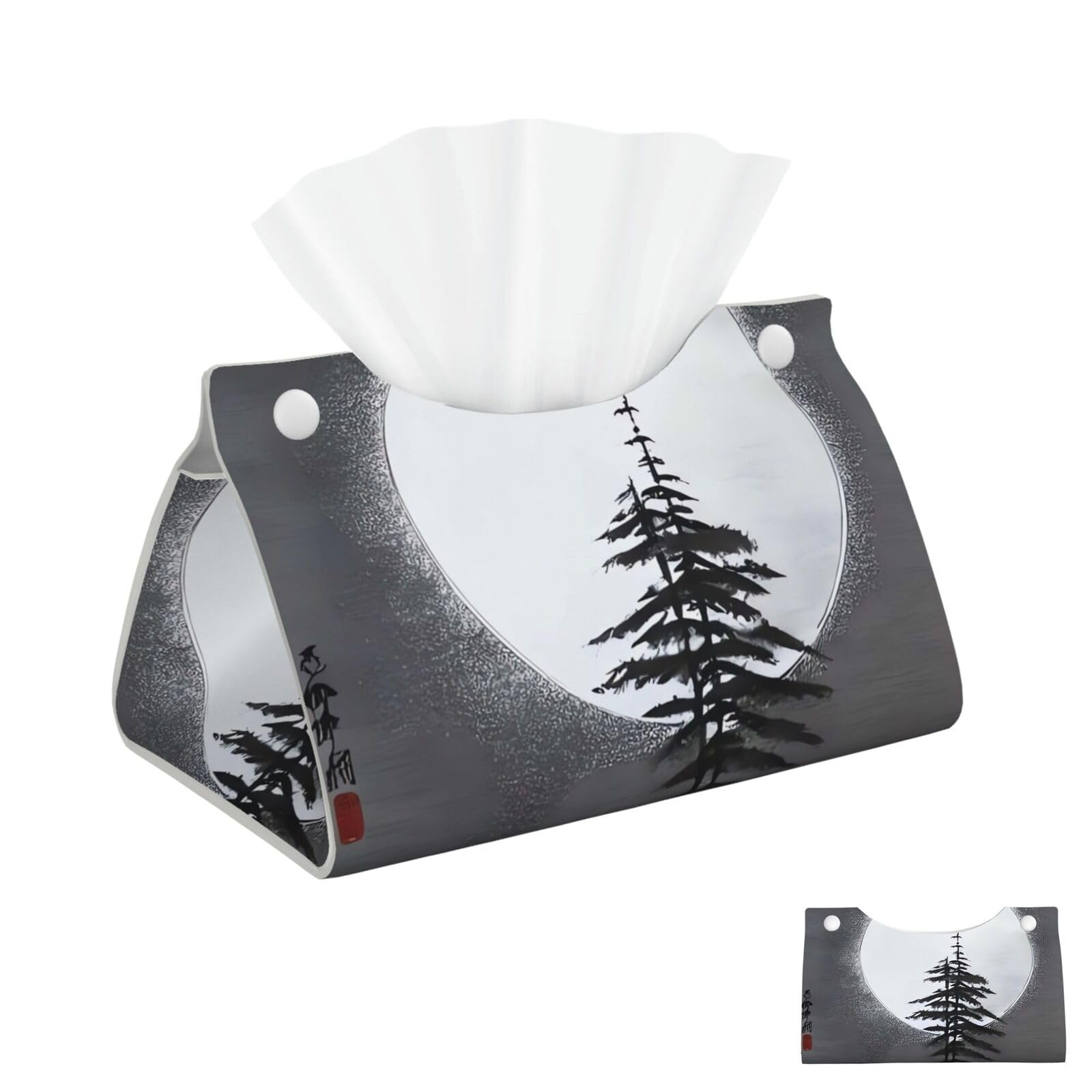 Moon Pine Tree Tissue Box Cover Square Cube Boxes