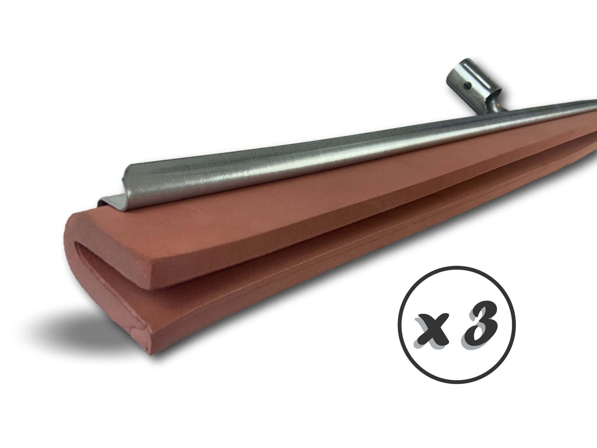 Szczotka do wycierania | Zestaw 3 | Wyciskacz wody do podłogi | Długość 75 cm | Wzmocniona guma neoprenowa czerwona | Bez rękawów | Odporne na zarysowania | Metalowe tulejki do uchwytu | Wytrzymałe | Kibros 1675x3