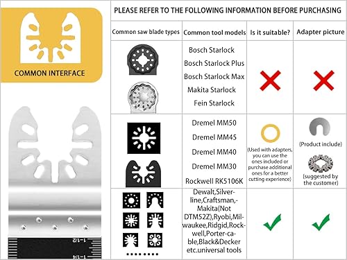 Miniatura 2 de Paquete de 50 cuchillas oscilantes LEILUO para herramientas de madera de fácil corte, cuchillas de sierra de oscilación de plástico, ajuste