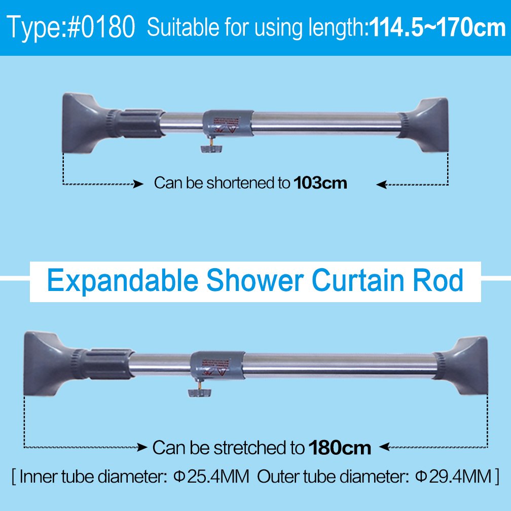 Hershii Dusche Teleskopstange ohne Bohren Fensterstangen mit Spannung Verstellbare Duschvorhangstange 114.5-170cm, Ø 29,4/25,4mm, rostfreier Stahl, für ihre Gardinen, Garderobe, Trennwand und Balkon