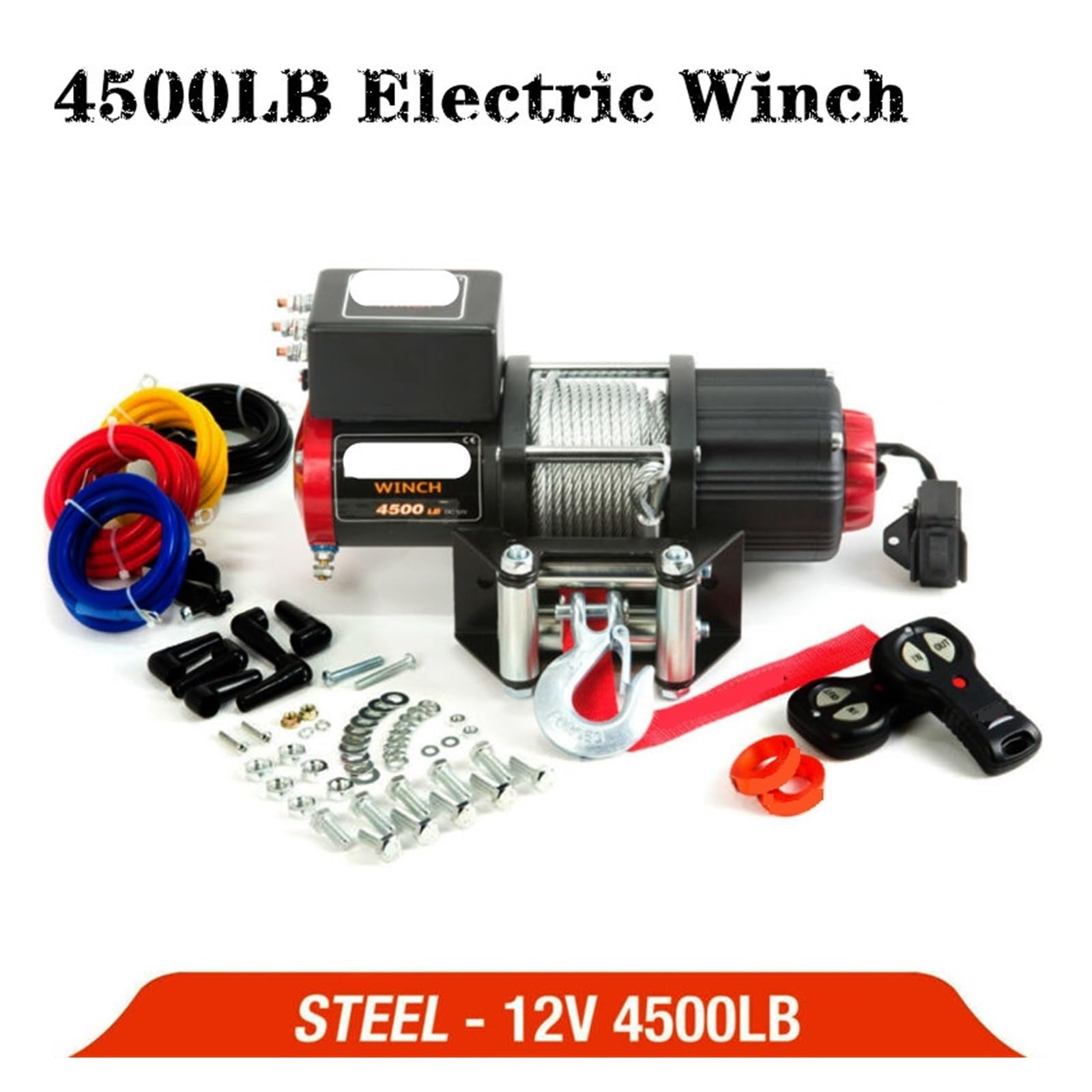 Wciągarka Elektryczna 12V 4500lb Zestaw Zdalnego Sterowania Wytrzymała Przyczepa ATV Ze Stali O Wysokiej Wytrzymałości