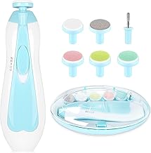 Baby Nail Clipper | New Born Baby Nail Trimmer with 6 Grinding Heads | Safe Electric Nail Clippers Kit for Newborn Infant Toddler Kids Toes and Fingernails Care, Polish and Trim by Mantra Impex