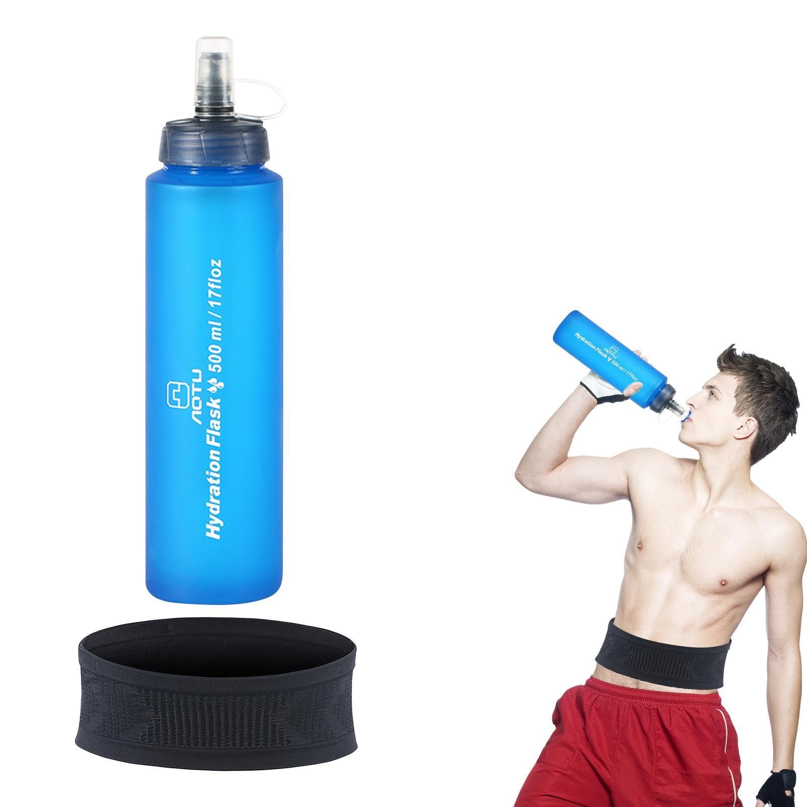 Bottiglia D'acqua Portatile | Bottiglie D'acqua pieghevoli e riutilizzabili con valvola a prova di perdite | Maniglia per bottiglia per bevande sportive senza BPA | Bottiglia d'acqua impermeabile per | Borraccia riutilizzabile per atletica Cool Cup per vi