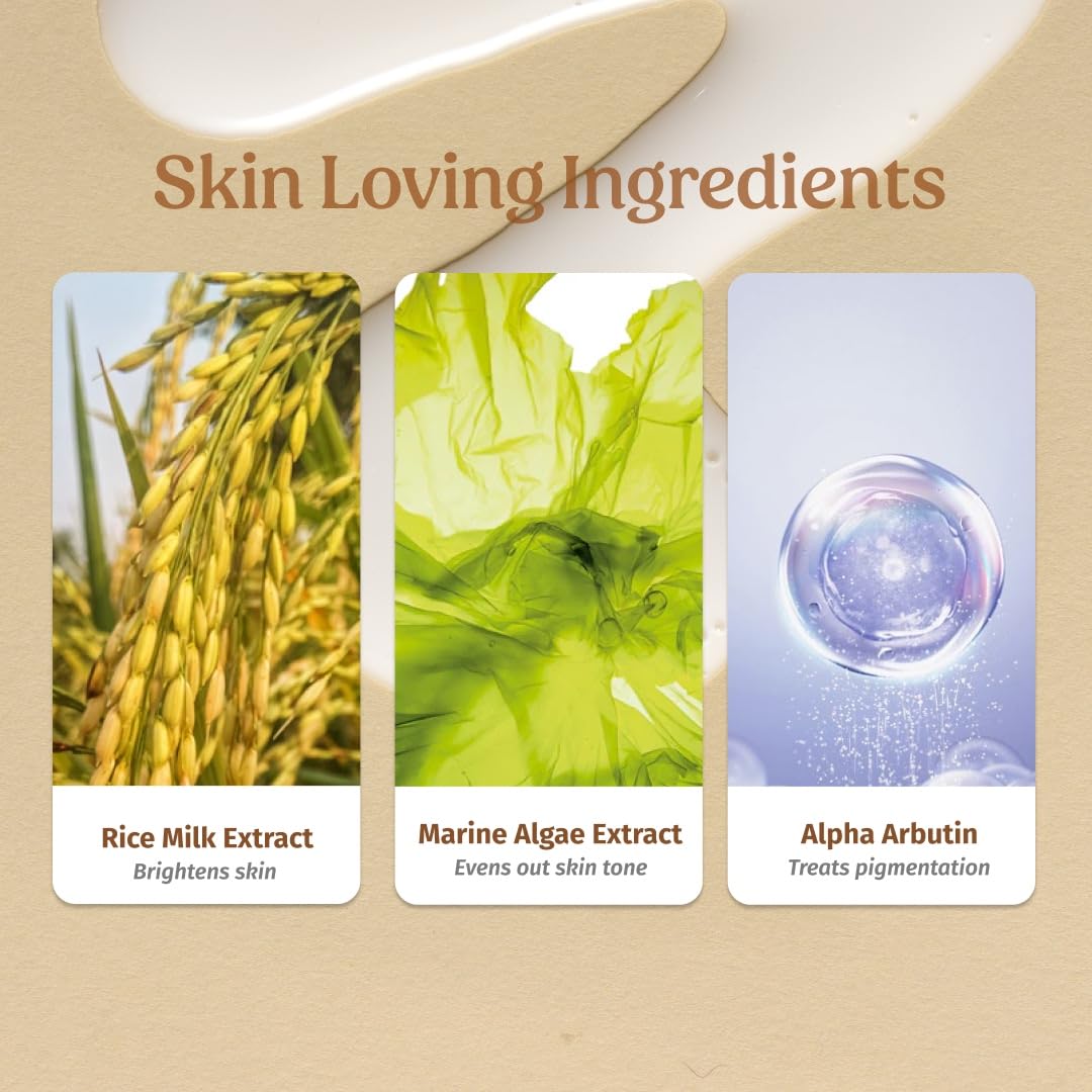 Vilvah Store Milk Drops Brightening Serum Formulated With Rice Milk Extract, Marine Algae Extract, Alpha Arbutin, Fades Scars, Brightens Skin & Even Skin Tone For All Skin Type, 40ml - Image 5 thumbnail
