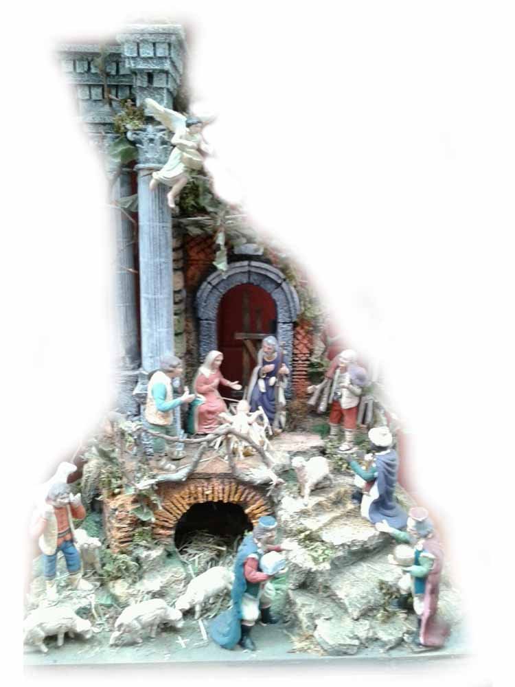 Presepe completo sughero e legno napoletano tempio per pastori 10, 12 cm crib 30x25 cm alto 50cm senza pastori statuine presepe ricevi un portachiavi S.G. ARMENO ARTIGIANALI shepherds crib nic 30