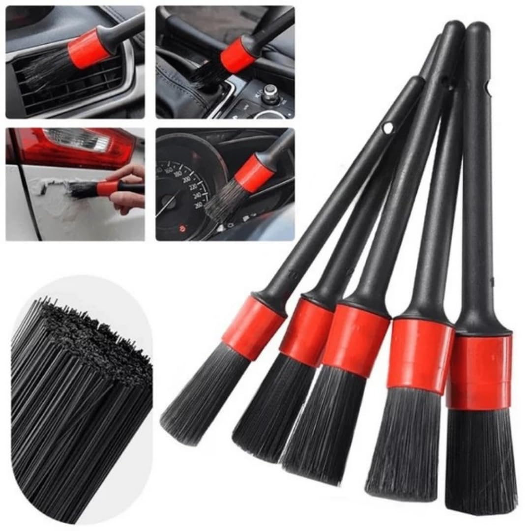 Araç Detay Fırçası Otomobil Detay Fırçası Seti (5+1'li Paket) Tekerleklerin, Motorların, İç Mekanın, Amblemlerin, İç ve Dış Yüzeylerin, Havalandırma Temizlenmesi