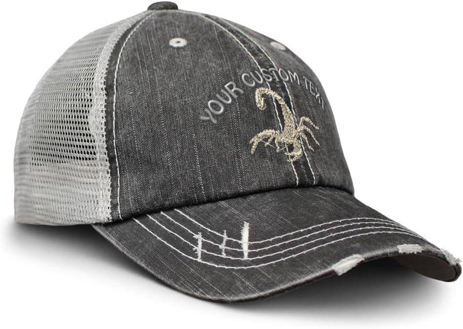 Soft Mesh Cap Hat Embroidered Scorpions Embroidery Distressed Vintage Cap Trucker Hats for Men & Women