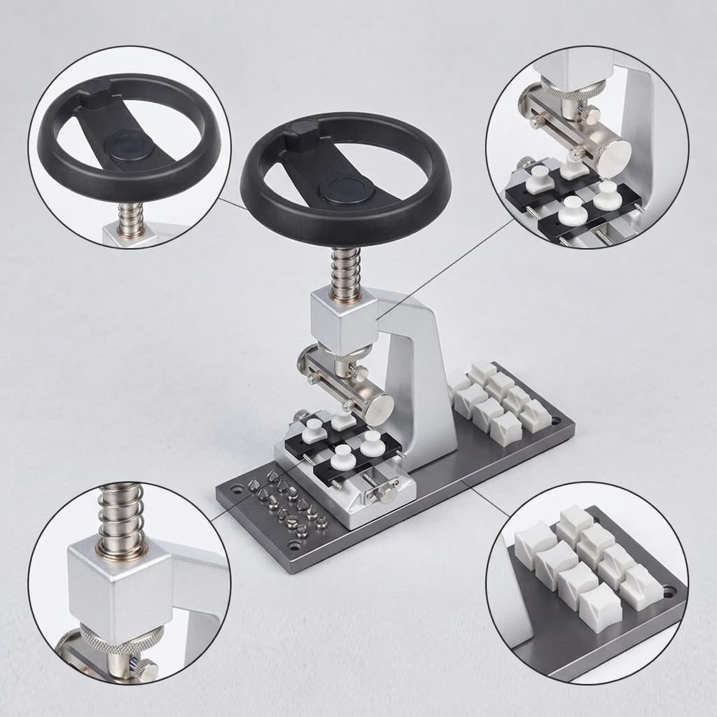 Milageto Abridor de Trasera de Reloj Herramienta Abrir Caja Extractor Destapador de Relojería Ajustable con 12 de Acero Soporte Vertical de con Ranuras