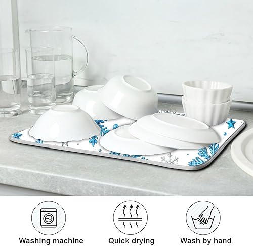 Vista 130 de Nautical Ocean Sea Turtle Dish Drying Mat for Kitchen Counter 18x24 in Starfish Retro Map Microfiber Drying Mats Absorbent Reversible Dish Pad Large