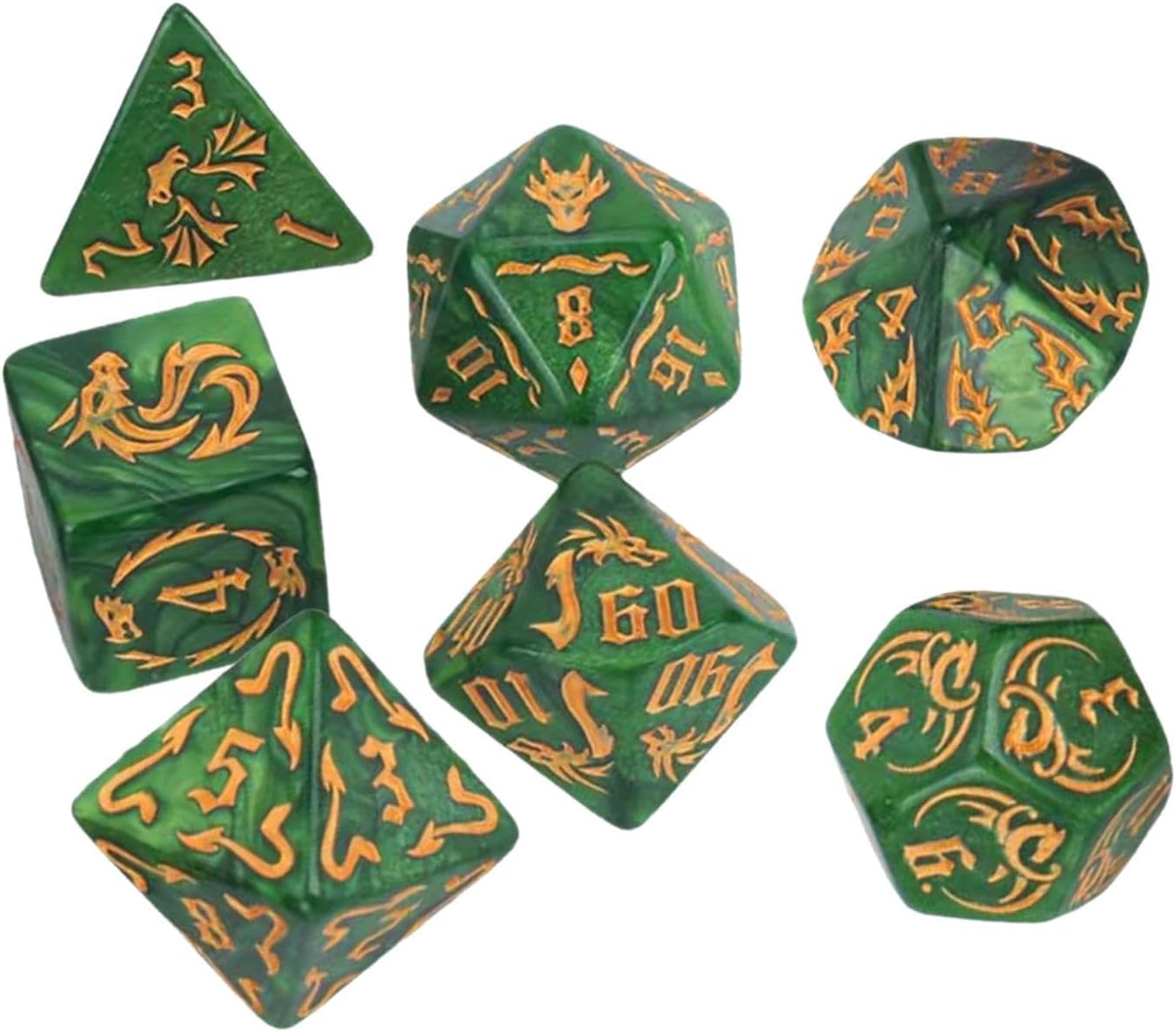 CLUB BOLLYWOOD® 7 Pieces Polyhedral Dices Party Game Dices Game Dices Set for KTV Card Games Green|Toys & Hobbies | Games |Other Games|7 Dices