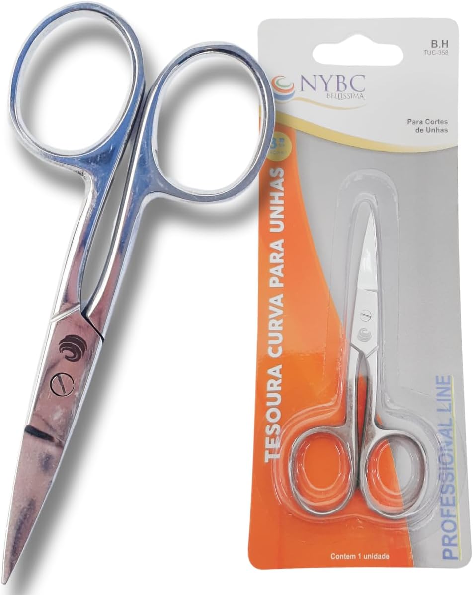 Tesoura Curva para Unhas 3 5/8" (9,2 cm) Ponta Larga - NYBC Beauty - TUC-358