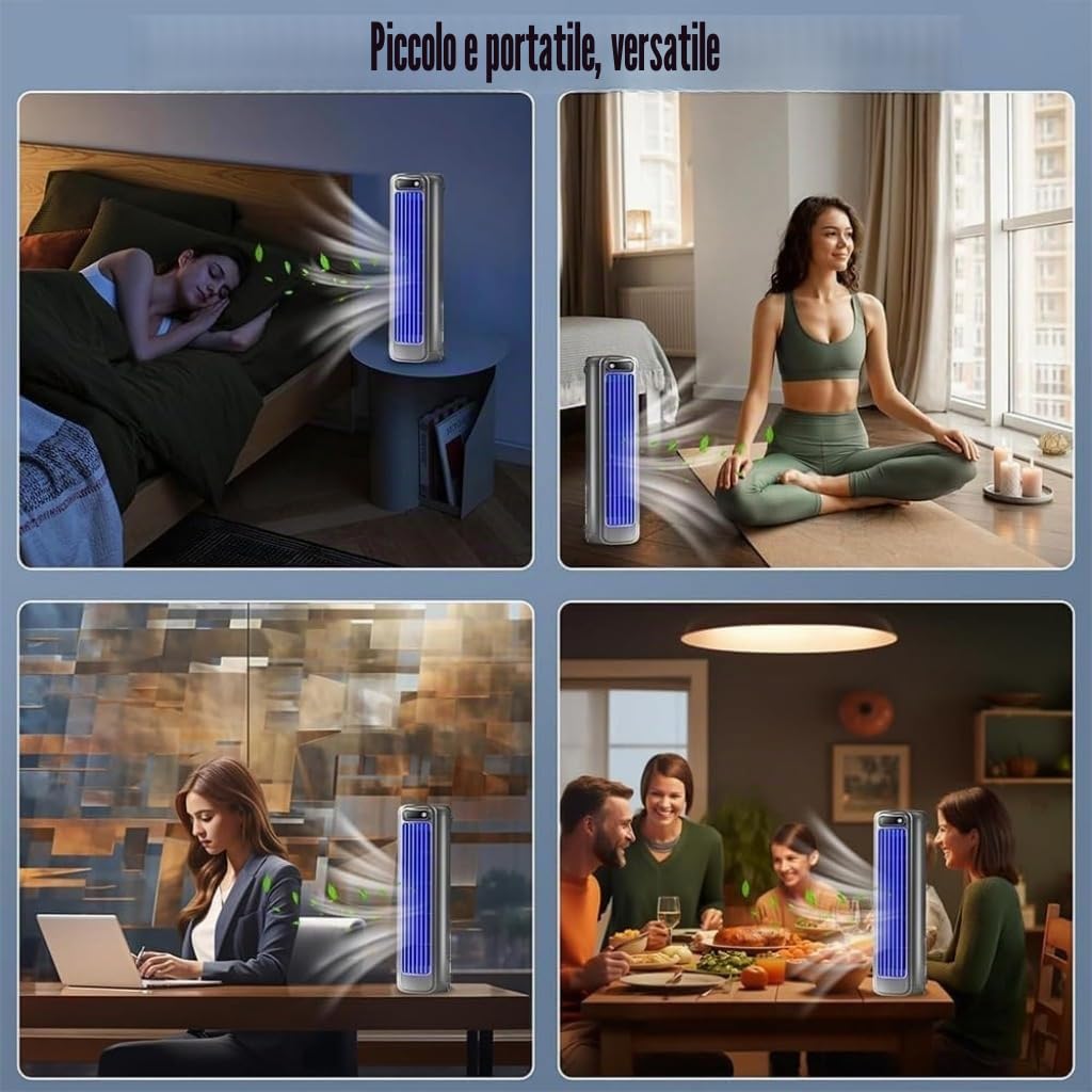 Condizionatore Portatile Silenzioso, Portable Air Conditioner, Mini Raffrescatore D'aria Con 3 Velocità E Display a LED, Senza Fili, Ricaricabile(#A)
