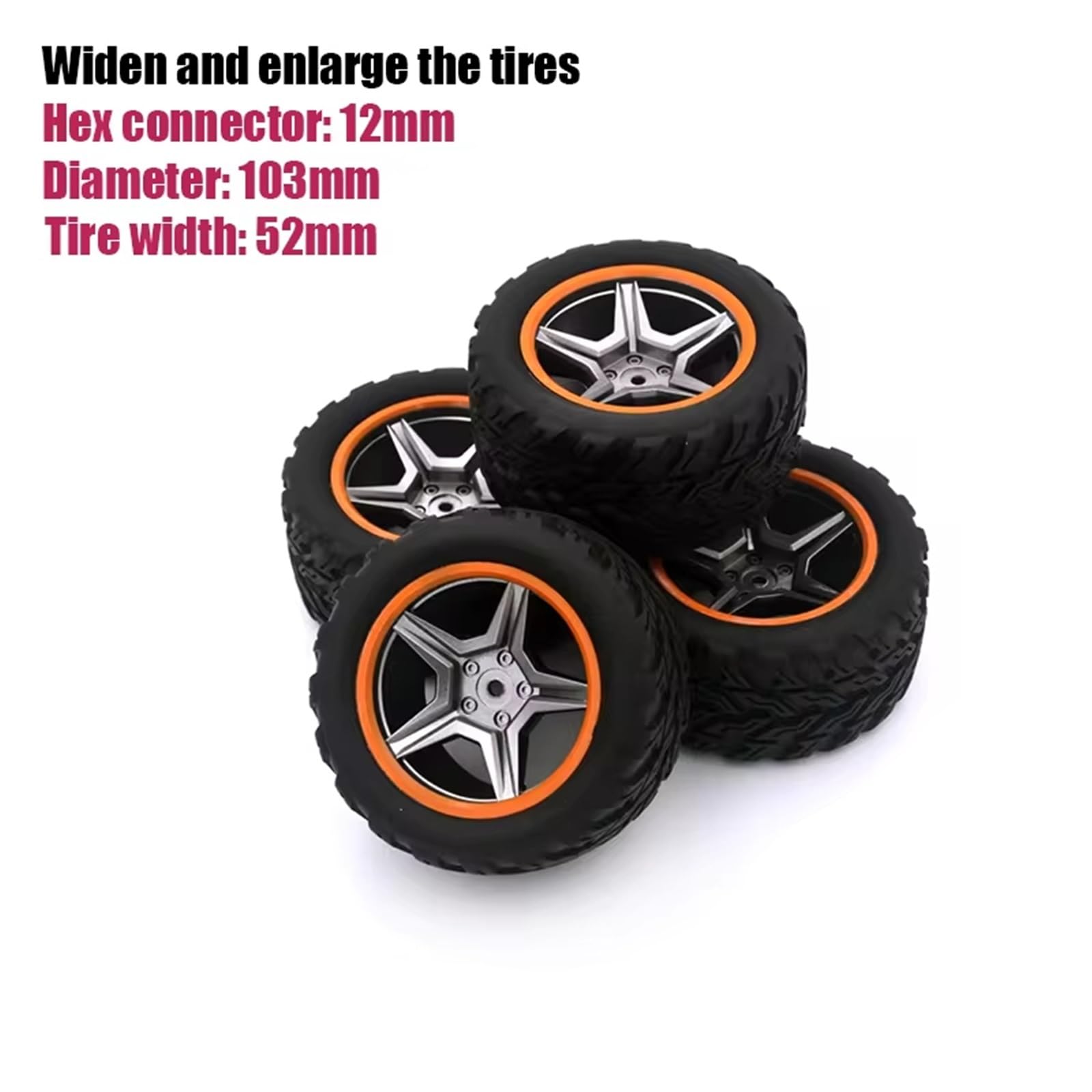 Neumáticos Coche RC para WLtoys 12409 104019-2237 12402-A 12409 104009 1/12 4 Uds Repuestos De Coche Teledirigido Neumáticos Ruedas Delanteras Y Traseras