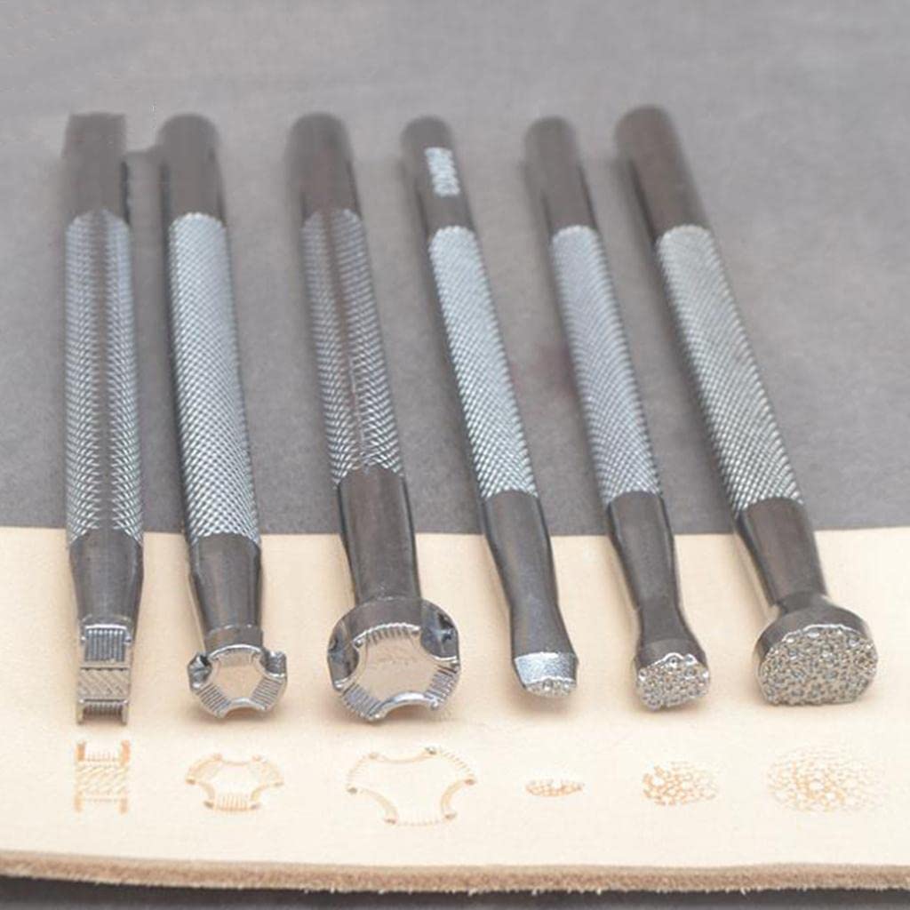 6Pcs Manual Leather Craft Stamps Embossing Beveler Stamping Tools Kit 1