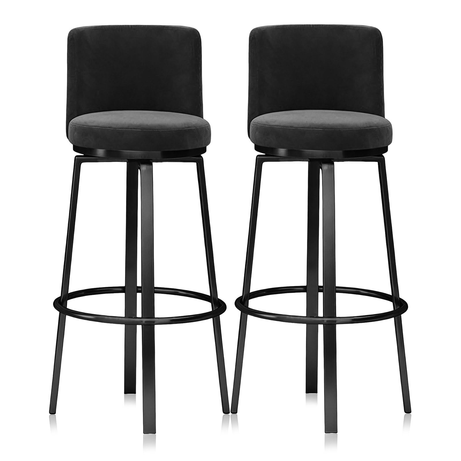 Tabouret de bar pivotant velours et dossier : finis les maux de dos à table
