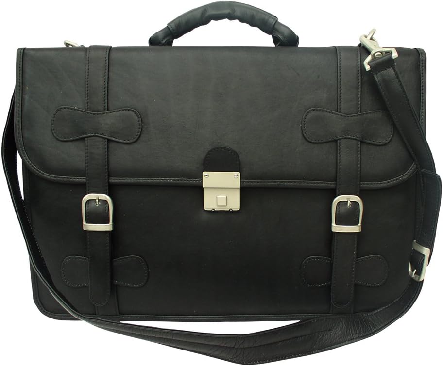 Piel Leather XXL Flap-Over Portfolio, Black, One Size